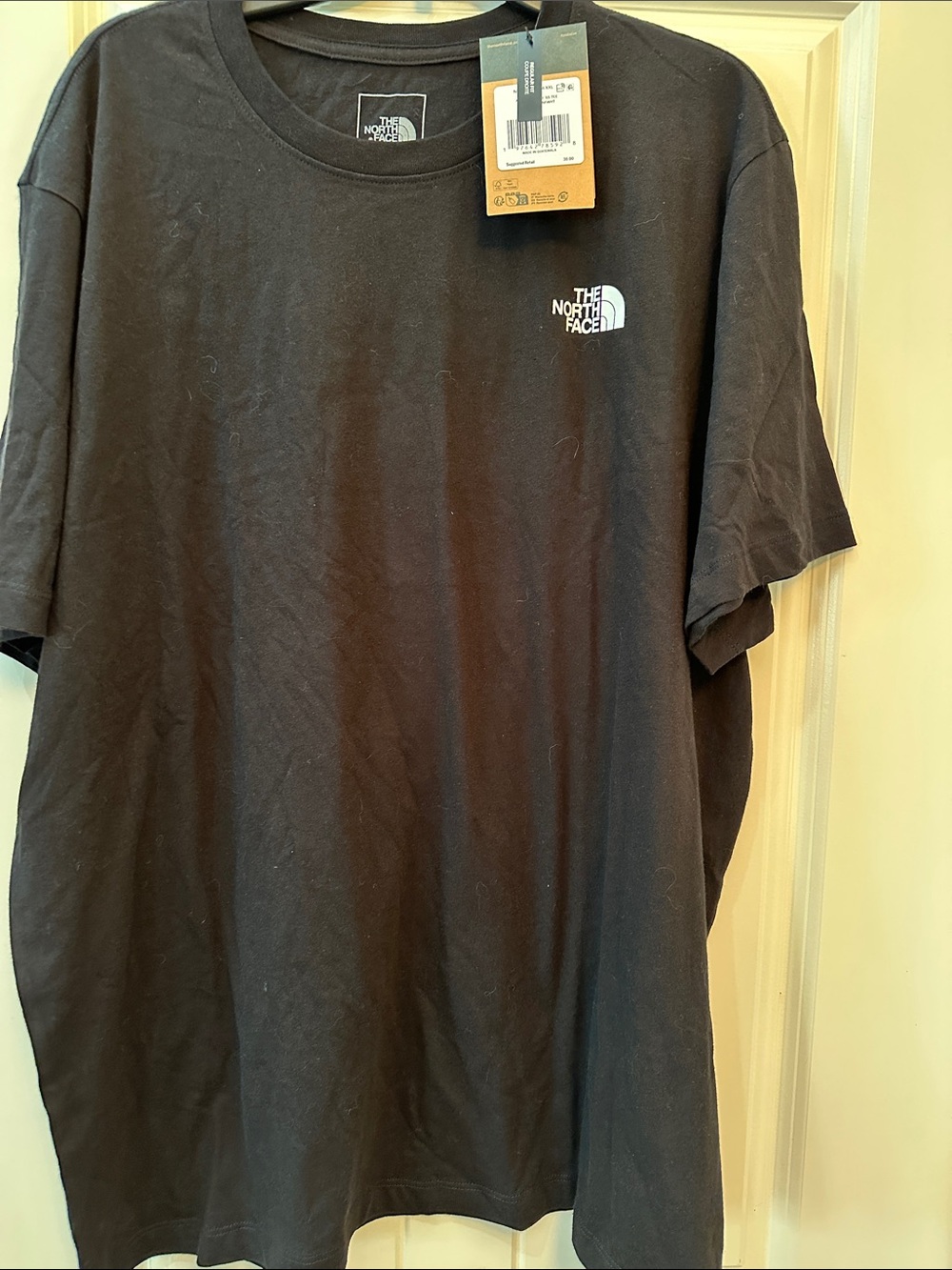 The North Face Black Short-Sleeve Crewneck Tee with White Chest Logo